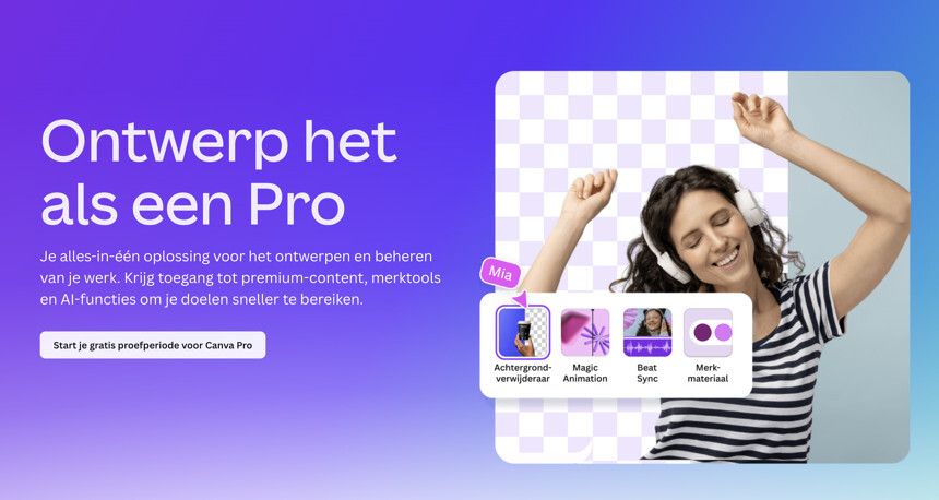 Canva Pro recensie: De ontwerptool met onbeperkte stockfoto's www.canva.com/nl_nl homepage 1