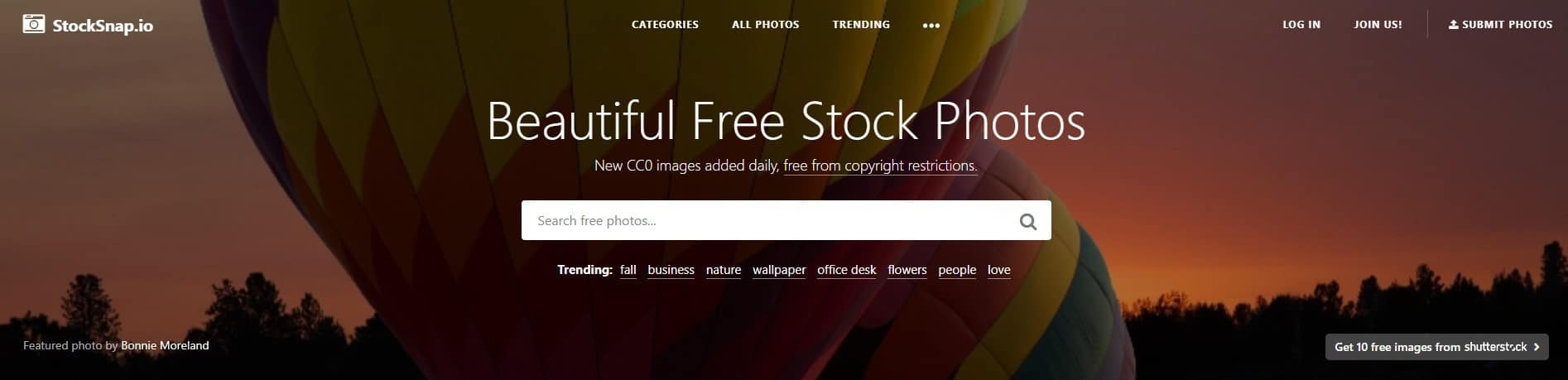 StockSnap.io screenshot homepage