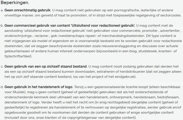 istock-licentie beperkingen
