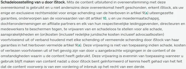 istock-licentie schadevergoedingsbeleid