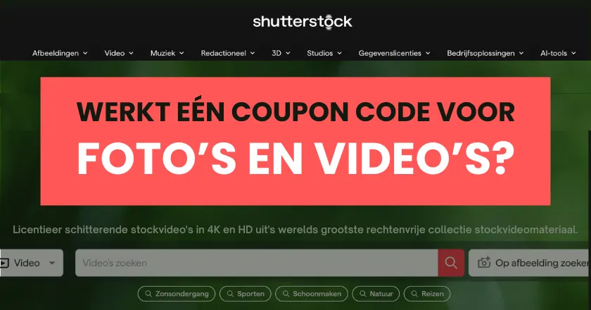 Coupon code voor foto´s en video`s van Shutterstock
