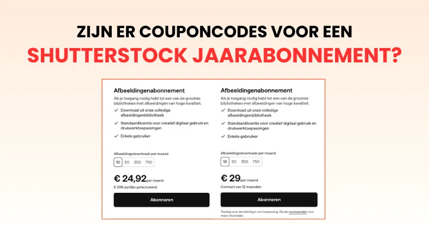 Couponcodes voor shutterstock jaarabonnement