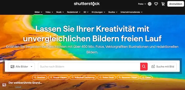 Shutterstock-Startseite