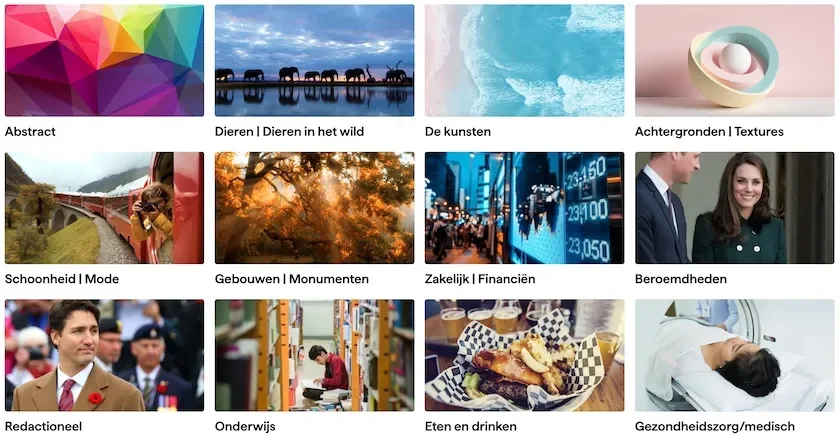 Afbeeldigen categorieën van Shutterstock