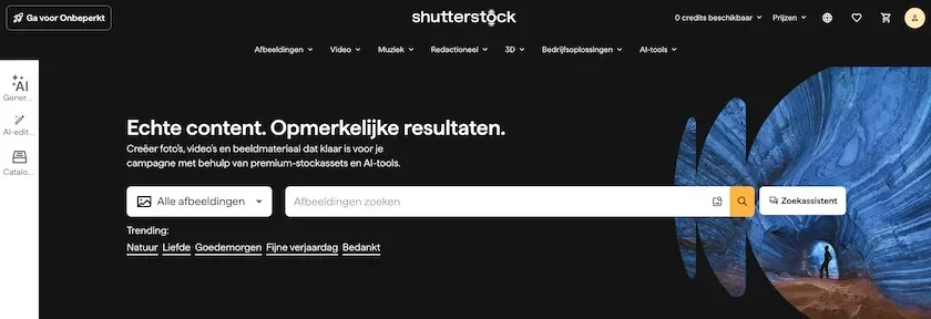 Homepagina van Shutterstock